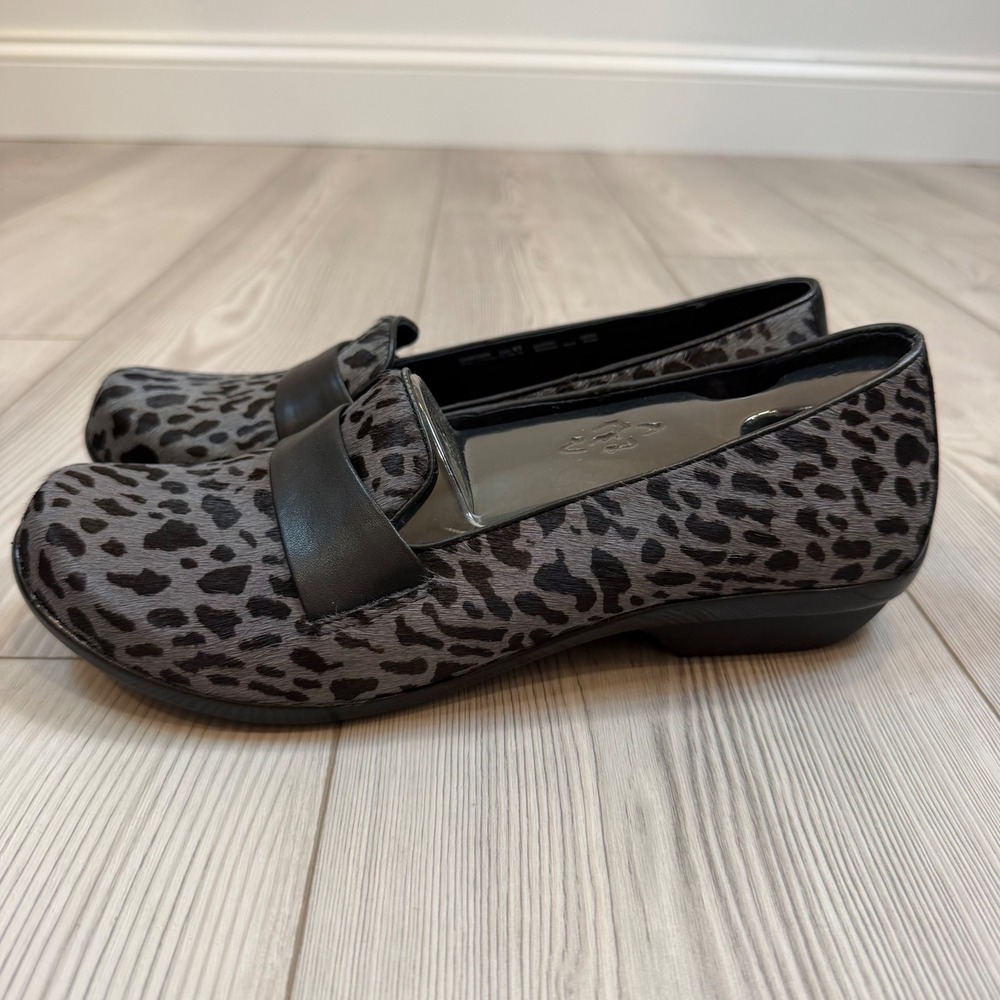 NEW Dansko Oksana Grey Cheetah Hair Calf Leopard Print Loafers Womens‎ 41 US 11